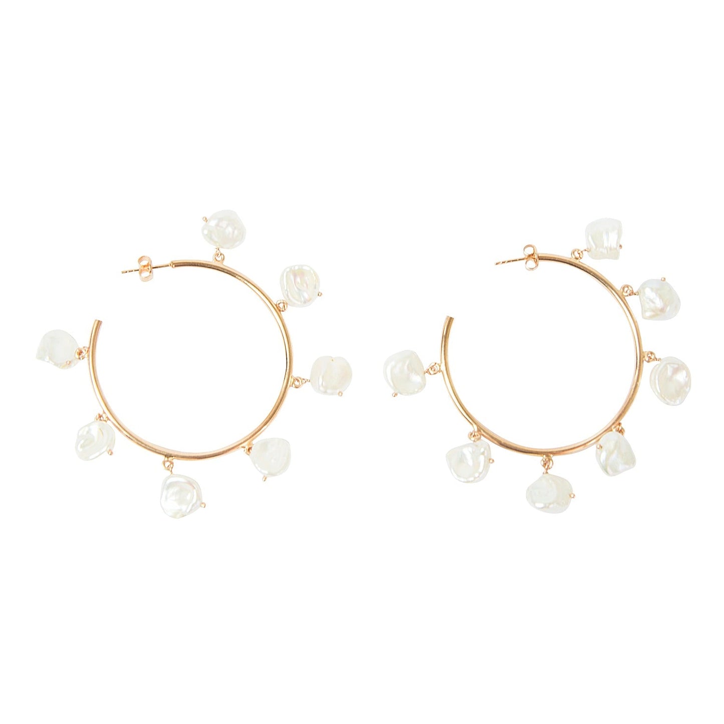 Baroque Pearl Large Hoops as seen in Vogue Paris - Rose Gold