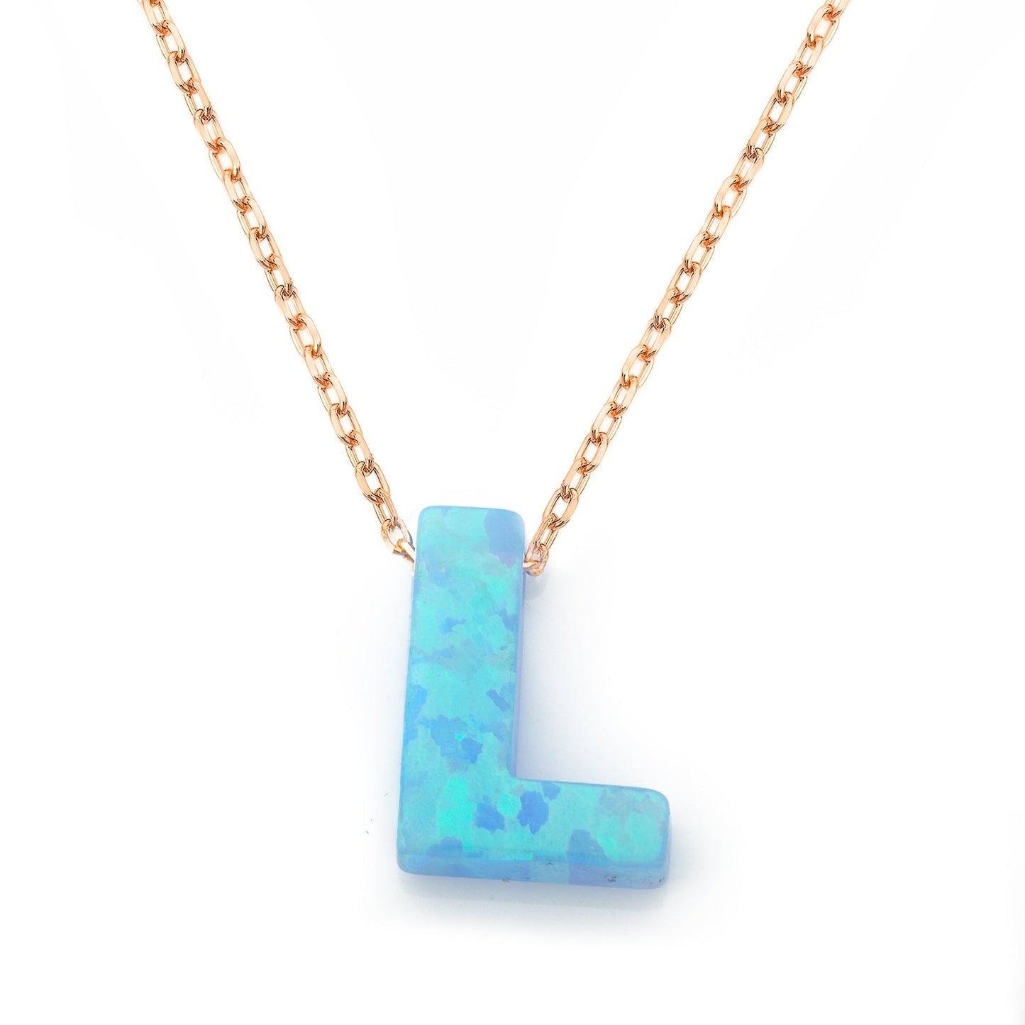 Replacement Rose Gold Alphabet L Letter - Opal Necklace