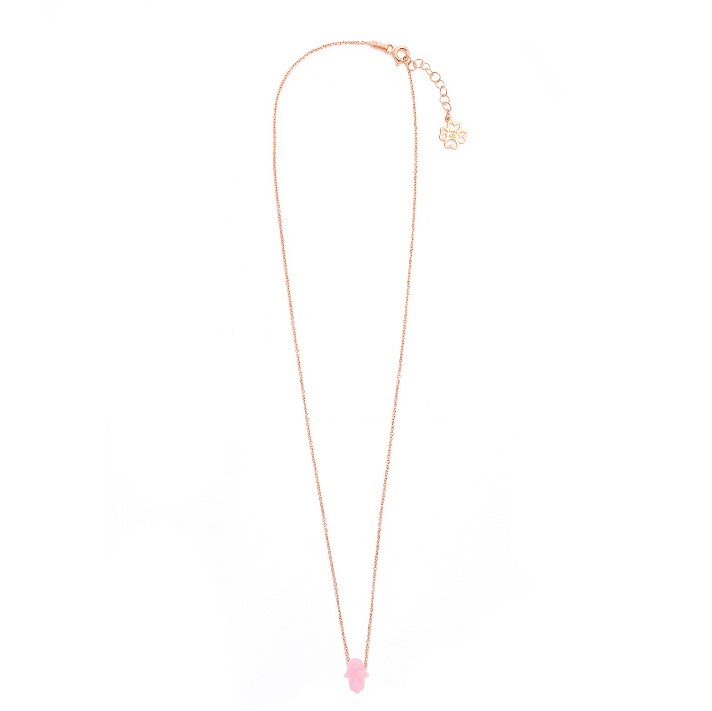 Pink or Green Opal Hamsa Hand Necklace