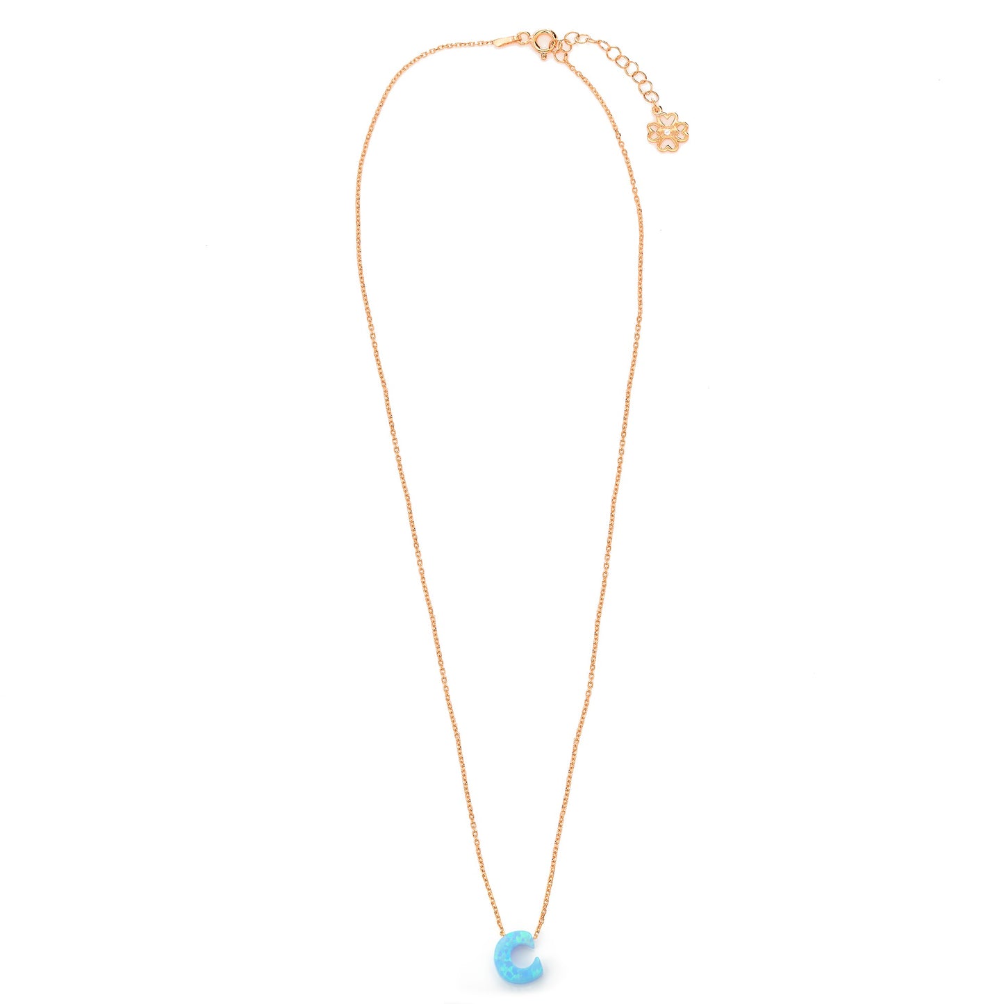 Alphabet C Letter - Opal Necklace