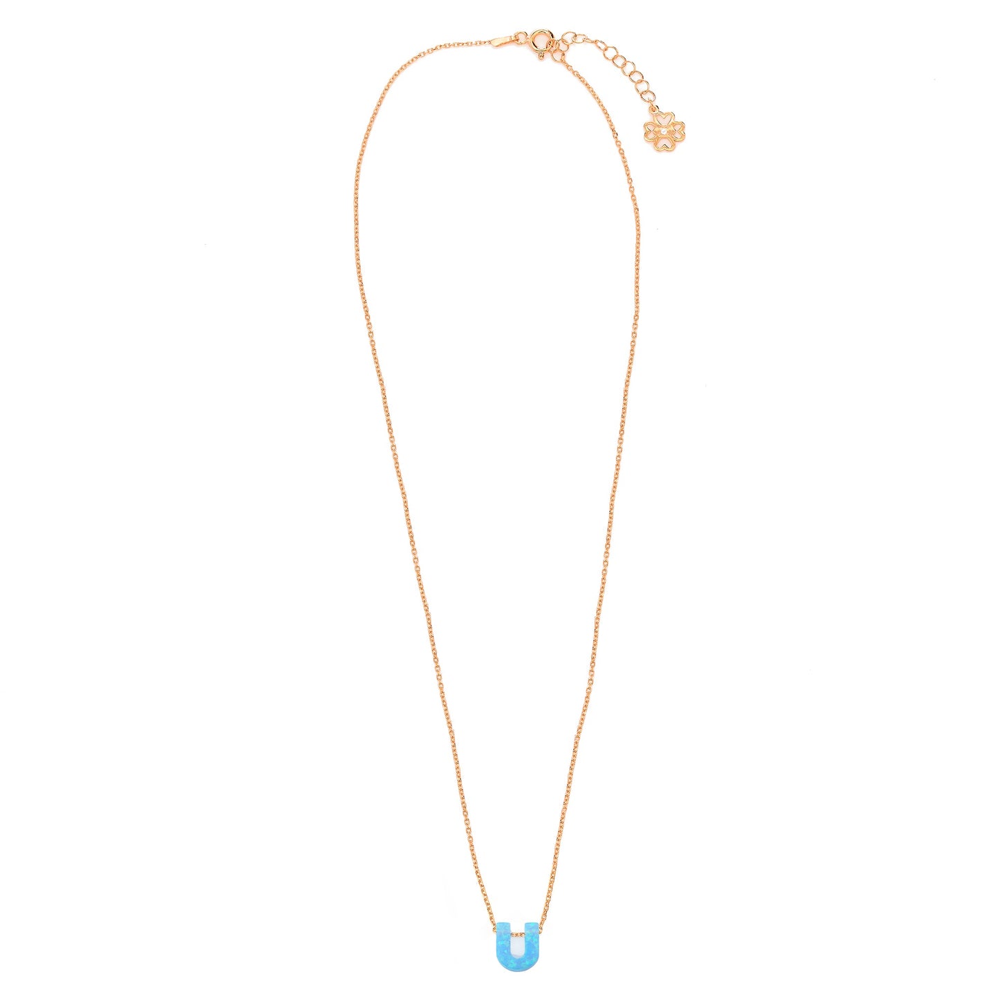 Alphabet U Letter - Opal Necklace