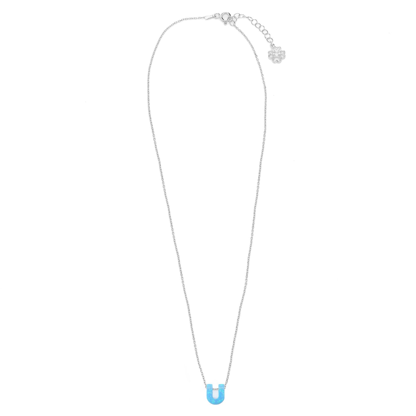 Alphabet U Letter - Opal Necklace