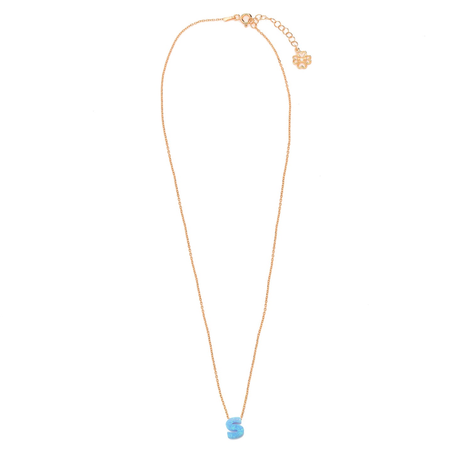 Alphabet S Letter - Opal Necklace