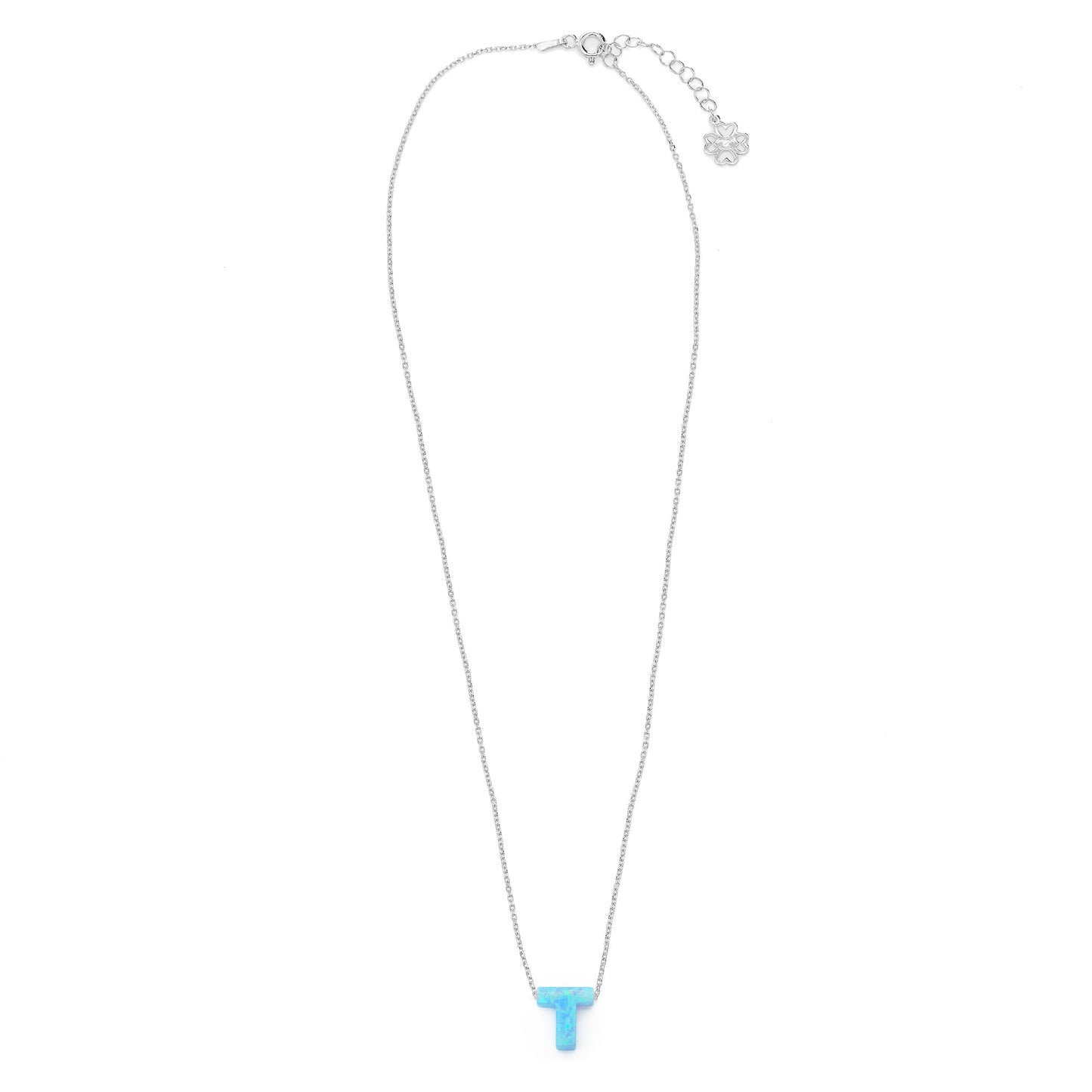 Alphabet T Letter - Opal Necklace