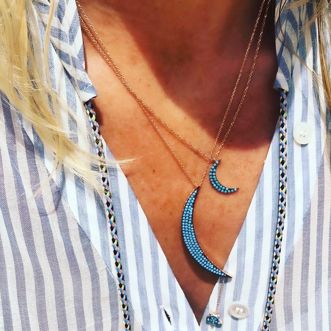 Turquoise Mini Moon Necklace - 'Ibiza Vibes' Collection