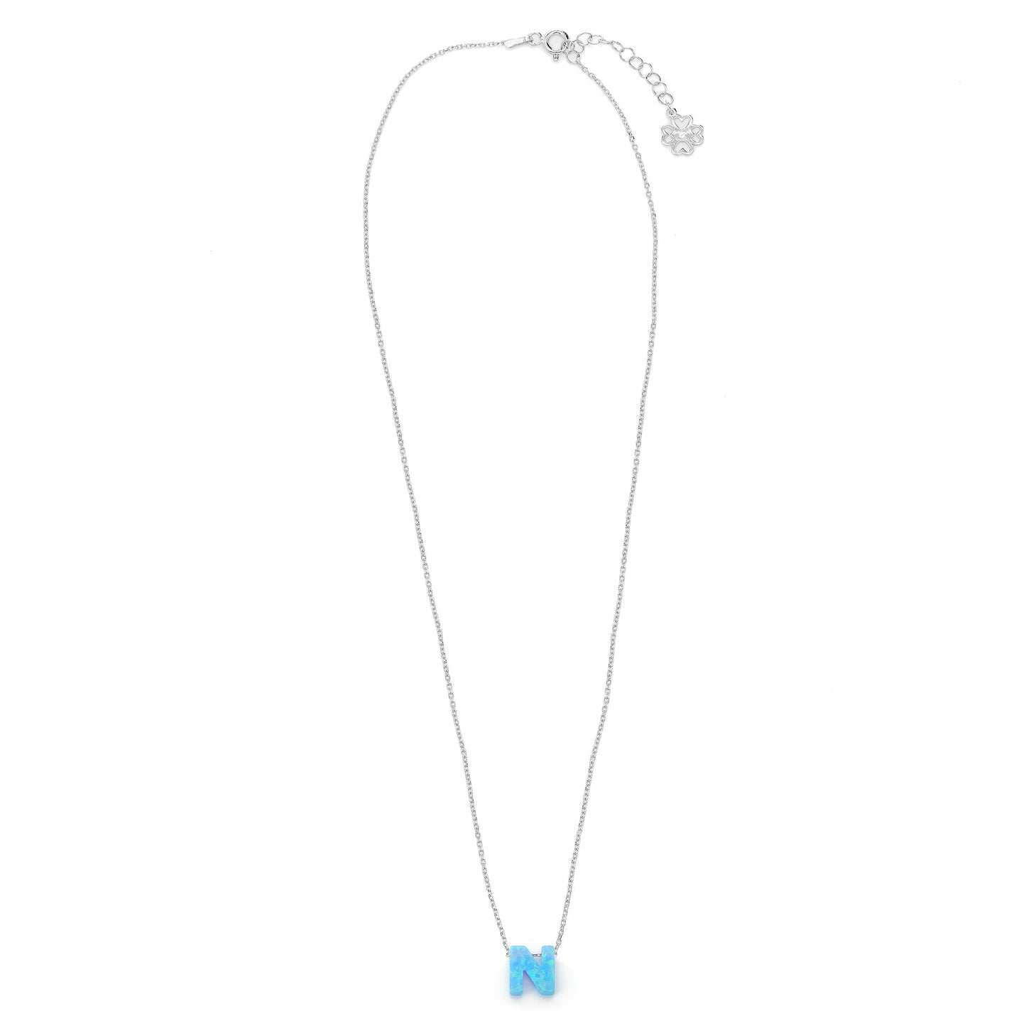Alphabet N Letter - Opal Necklace