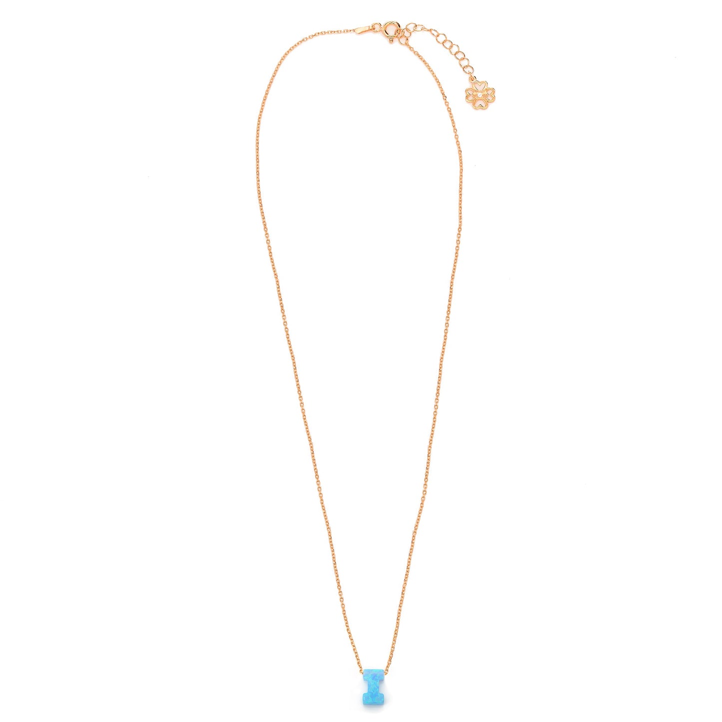 Alphabet I Letter - Opal Necklace