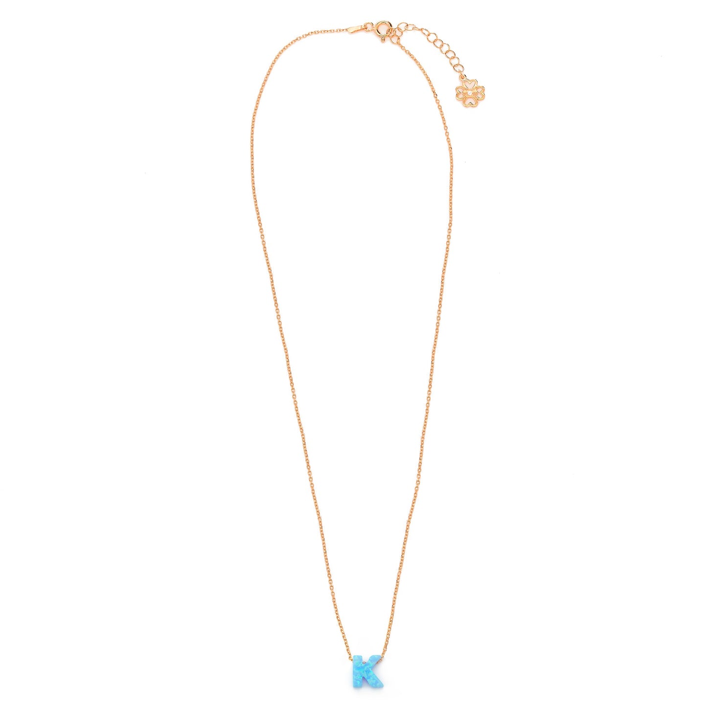 Alphabet K Letter - Opal Necklace