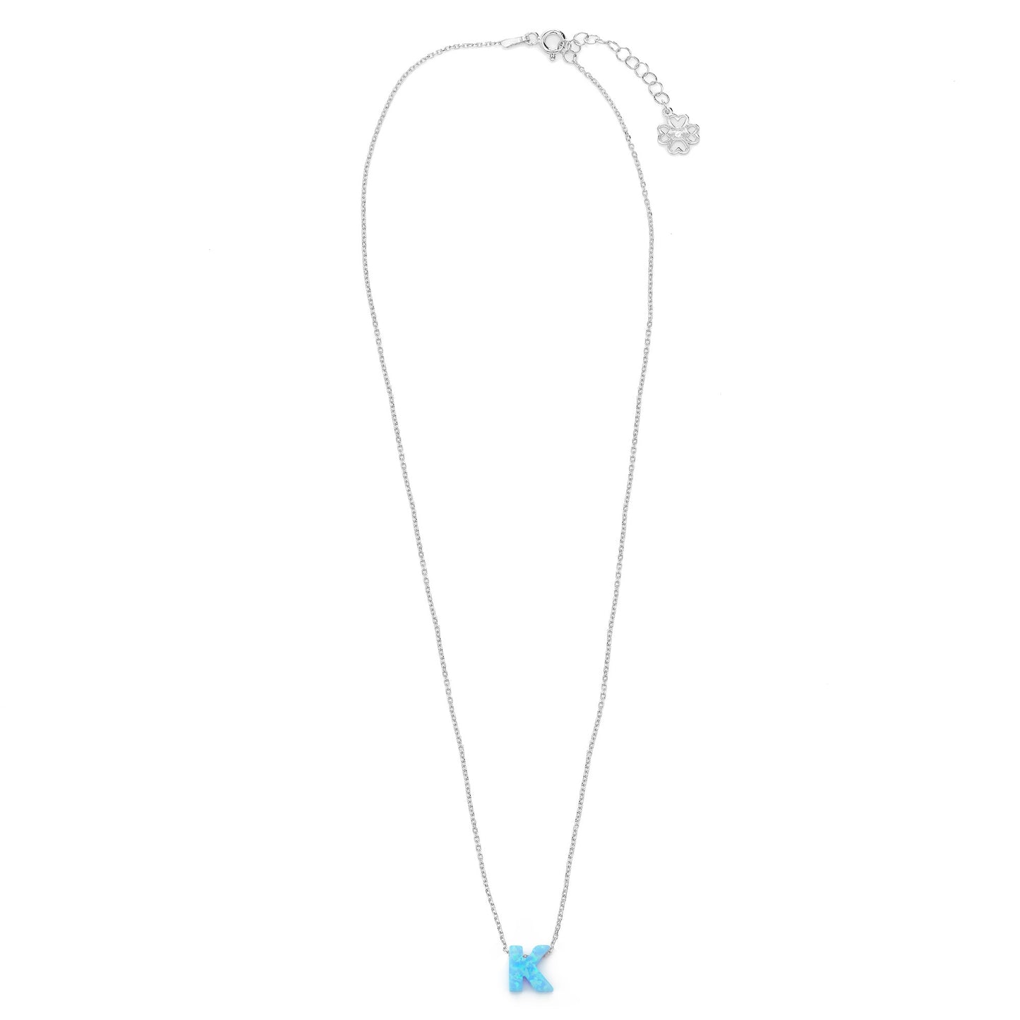 Alphabet K Letter - Opal Necklace