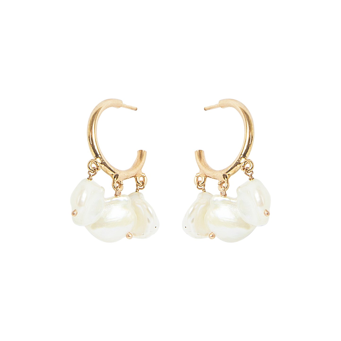 Polished Baroque Pearl Small Hoops