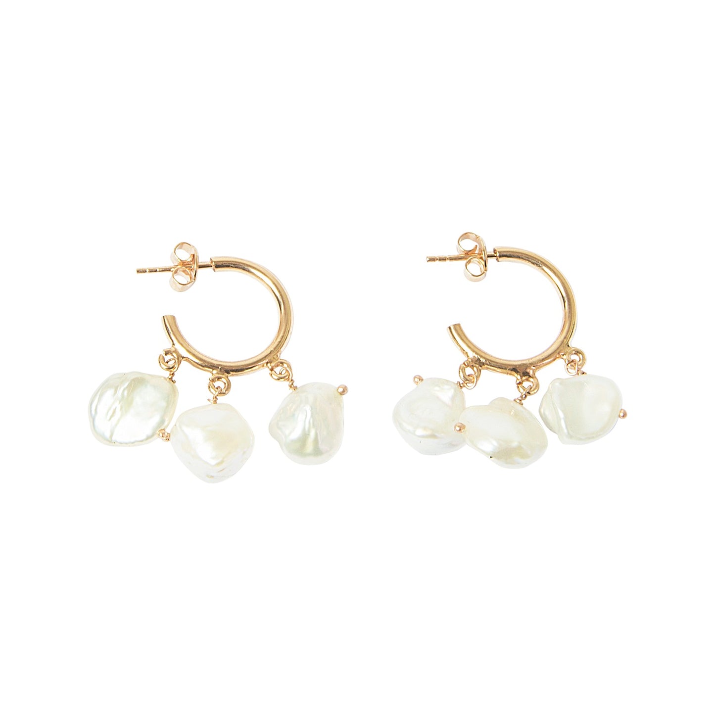 Polished Baroque Pearl Small Hoops