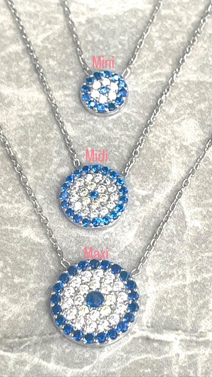 Evil Eye Necklace - 10mm Diam Midi Size
