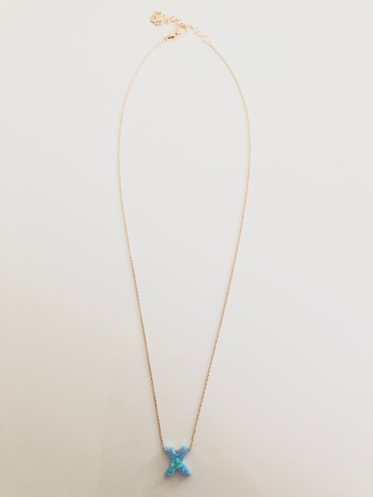 Alphabet X Letter - Opal Necklace