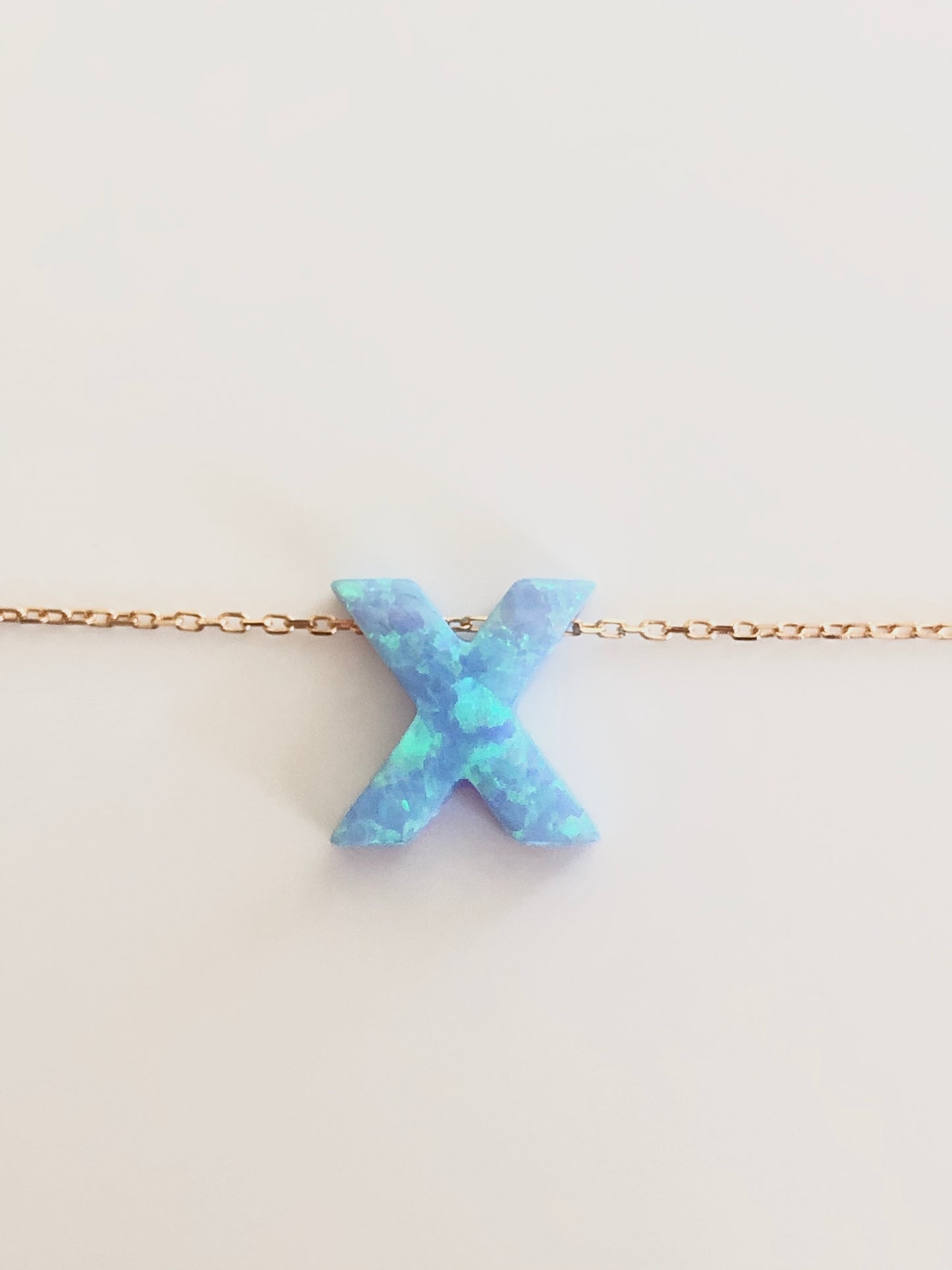 Alphabet X Letter - Opal Necklace