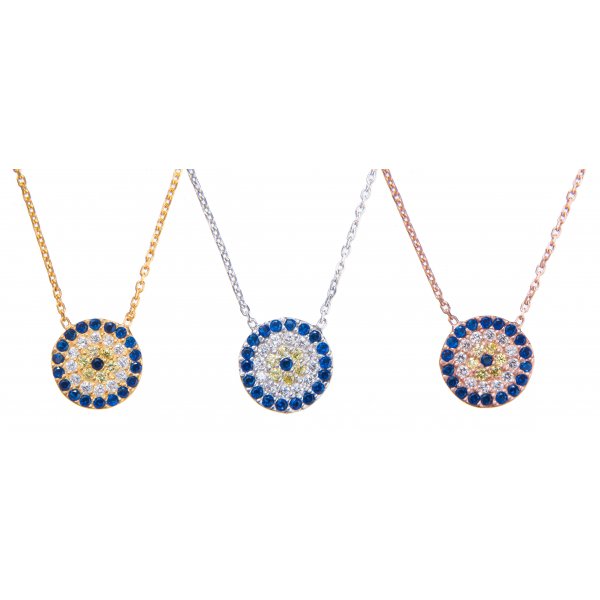 Evil Eye Necklace - 10mm Diam Midi Size