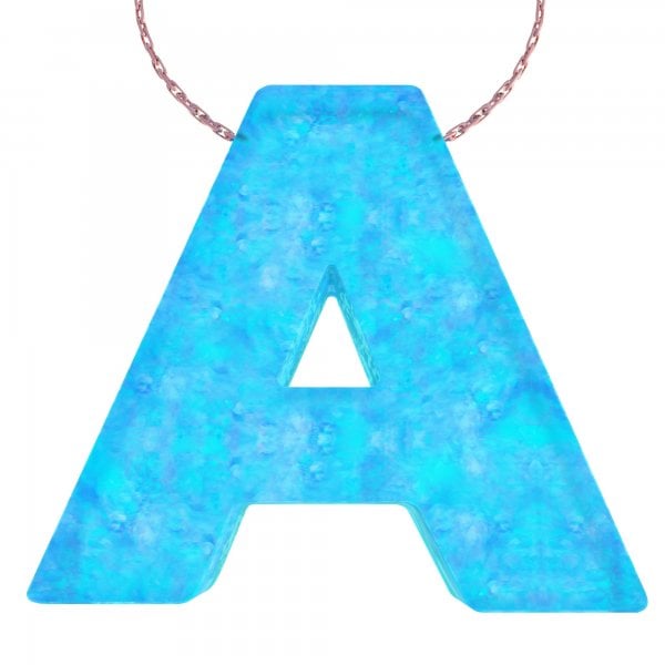 Alphabet A Letter - Opal Necklace