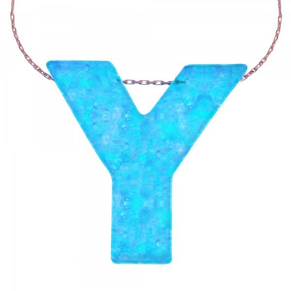 Alphabet Y Letter - Opal Necklace