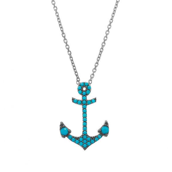 Turquoise Anchor Necklace - 'Ibiza Vibes' Collection
