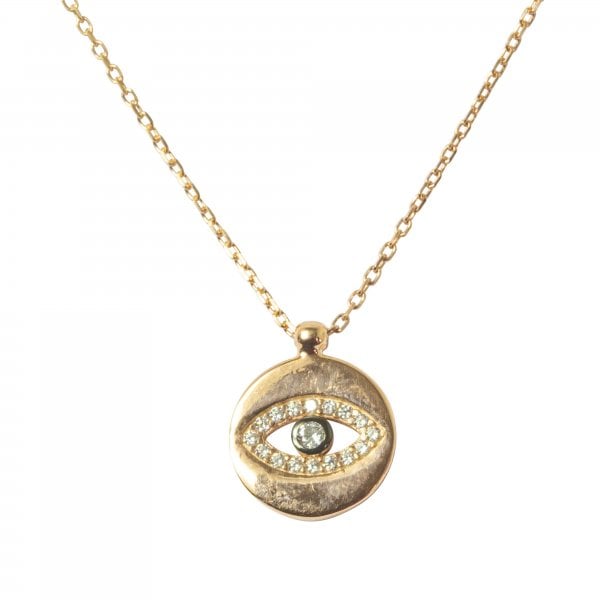 Round Coin Evil Eye Necklace - New Design