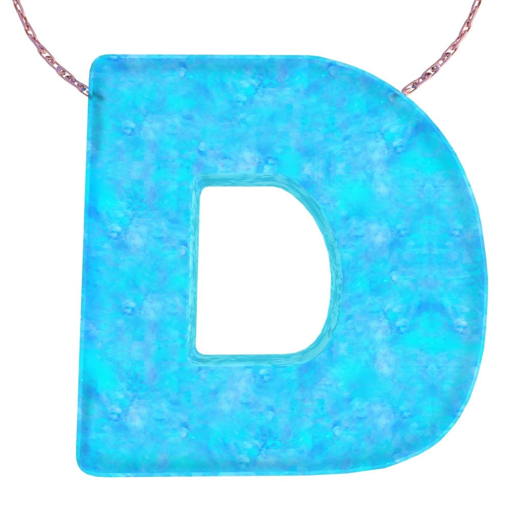 Alphabet D Necklace - Opal Necklace