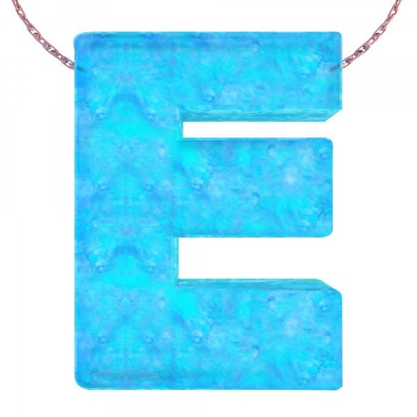 Alphabet E Letter - Opal Necklace