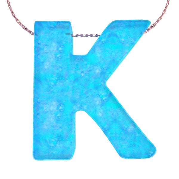 Alphabet K Letter - Opal Necklace