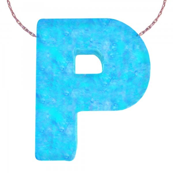 Alphabet P Letter - Opal Necklace