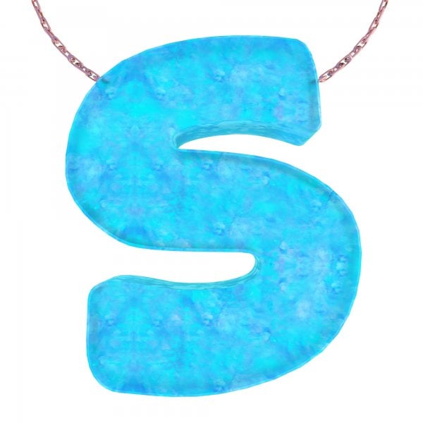 Alphabet S Letter - Opal Necklace