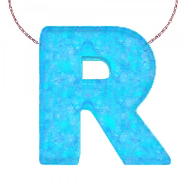 Alphabet R Letter - Opal Necklace