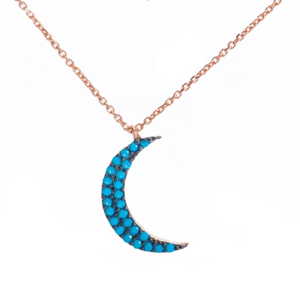 Turquoise Mini Moon Necklace - 'Ibiza Vibes' Collection