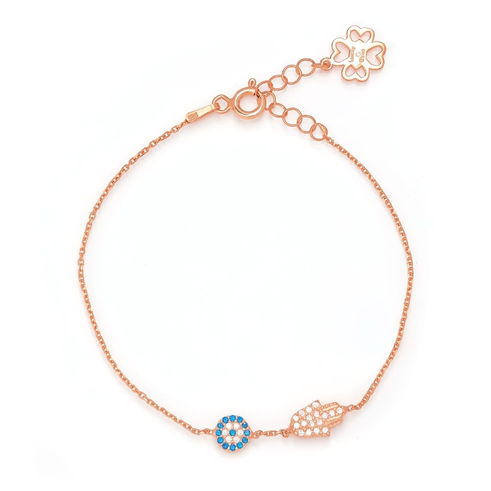 Hamsa Hand and Mini Evil Eye Bracelet