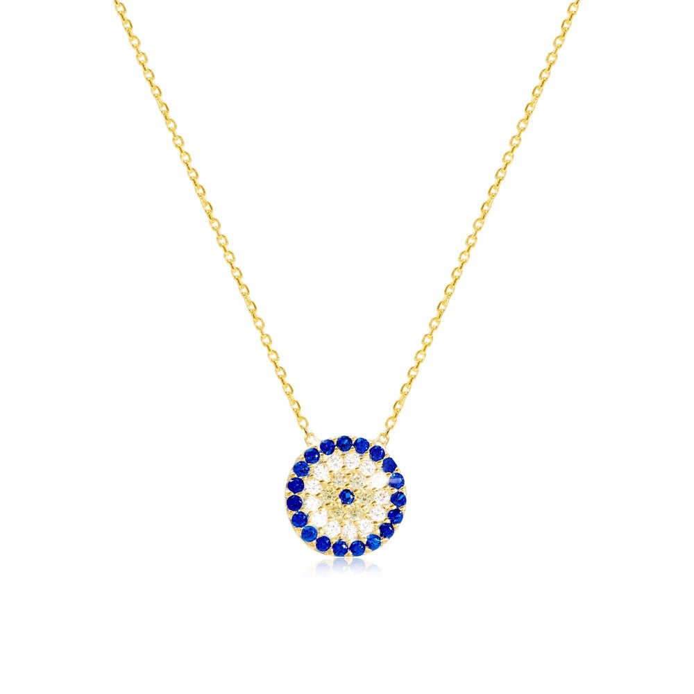 Evil Eye Necklace - 10mm Diam Midi Size
