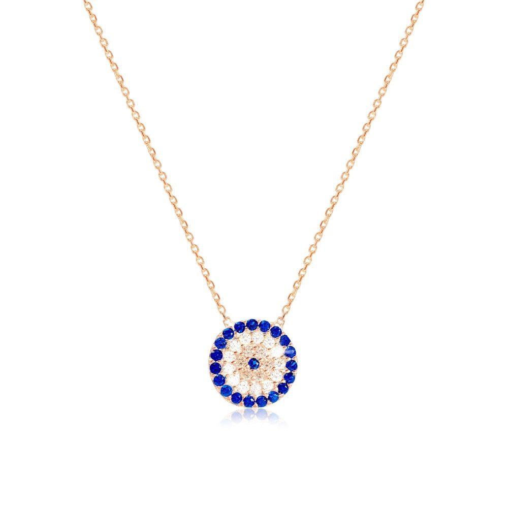 Evil Eye Necklace - 10mm Diam Midi Size
