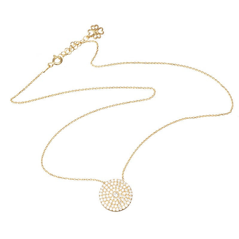 Large Clear Crystals Pavé Disc Necklace