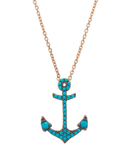 Turquoise Anchor Necklace - 'Ibiza Vibes' Collection as seen in GLAMOUR