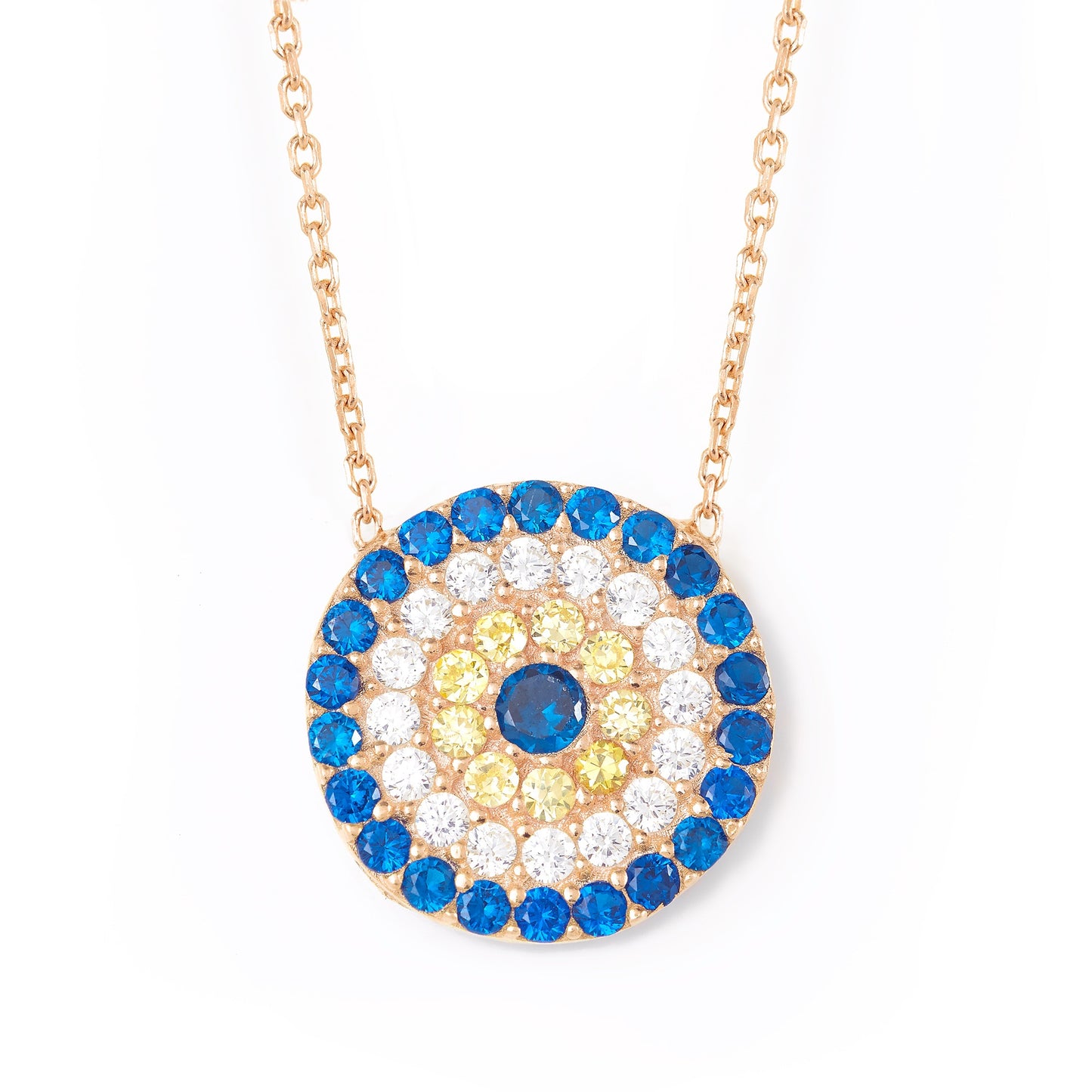 Eye Necklace - Gift Boxed - Maxi Size Round Disk - Diam 13mm