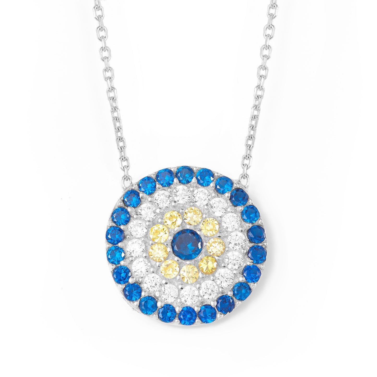 Eye Necklace - Gift Boxed - Maxi Size Round Disk - Diam 13mm