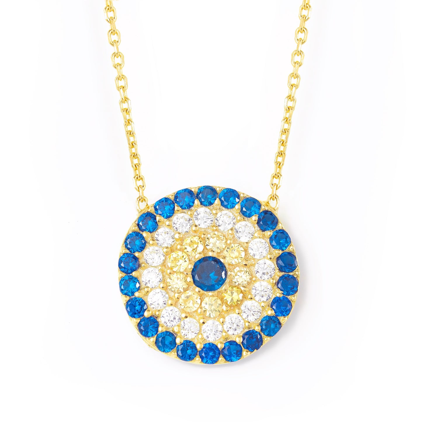 Eye Necklace - Gift Boxed - Maxi Size Round Disk - Diam 13mm
