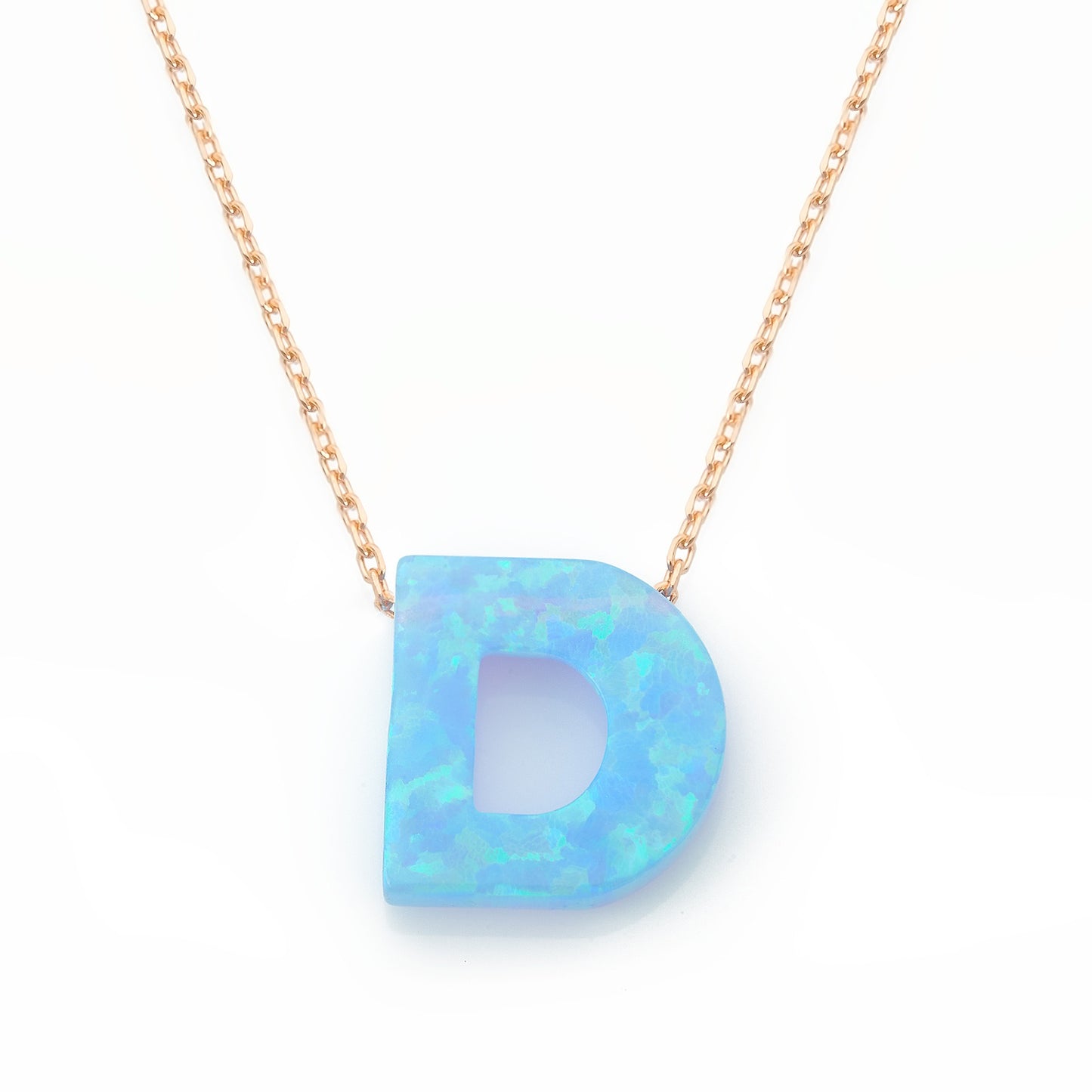 Alphabet D Necklace - Opal Necklace