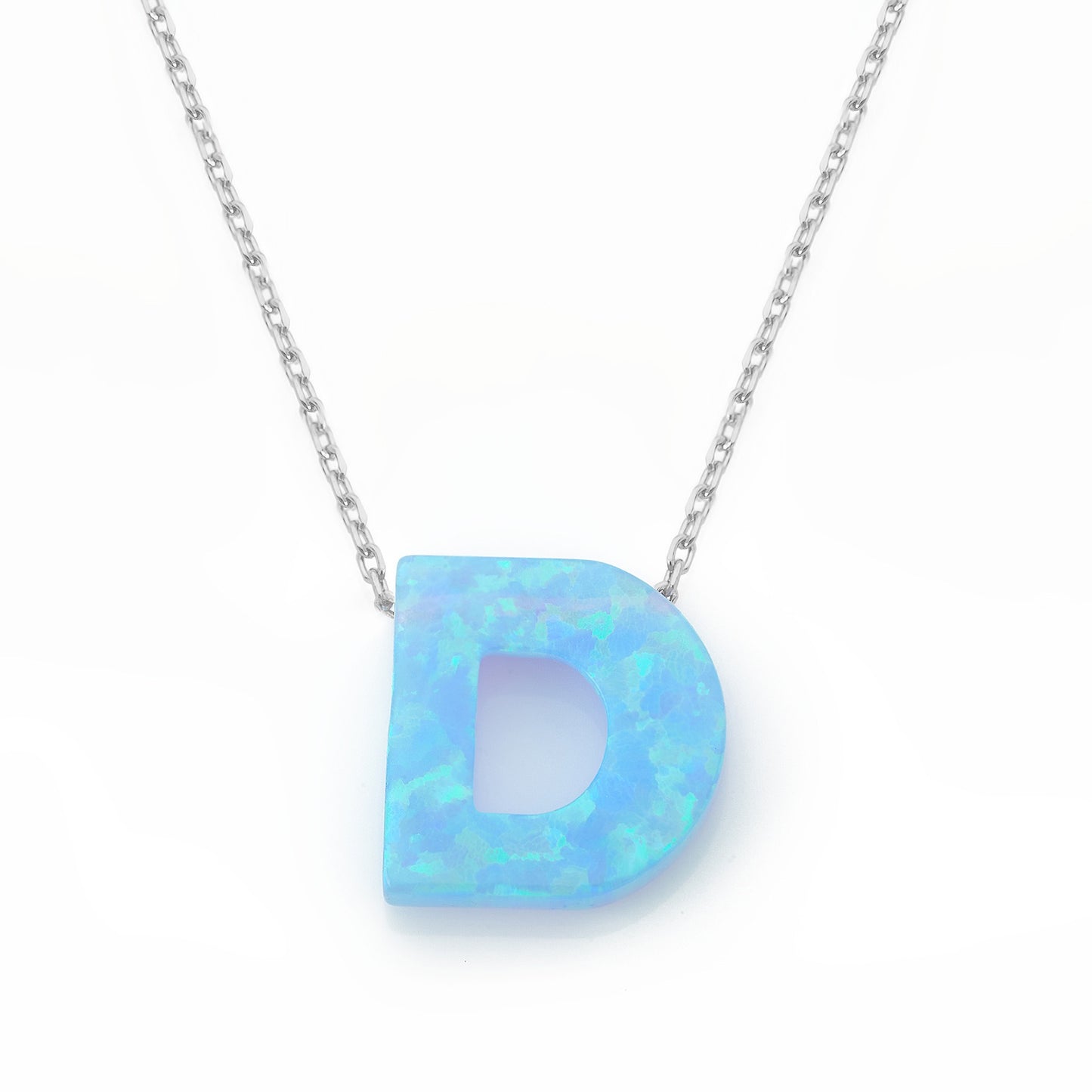 Alphabet D Necklace - Opal Necklace