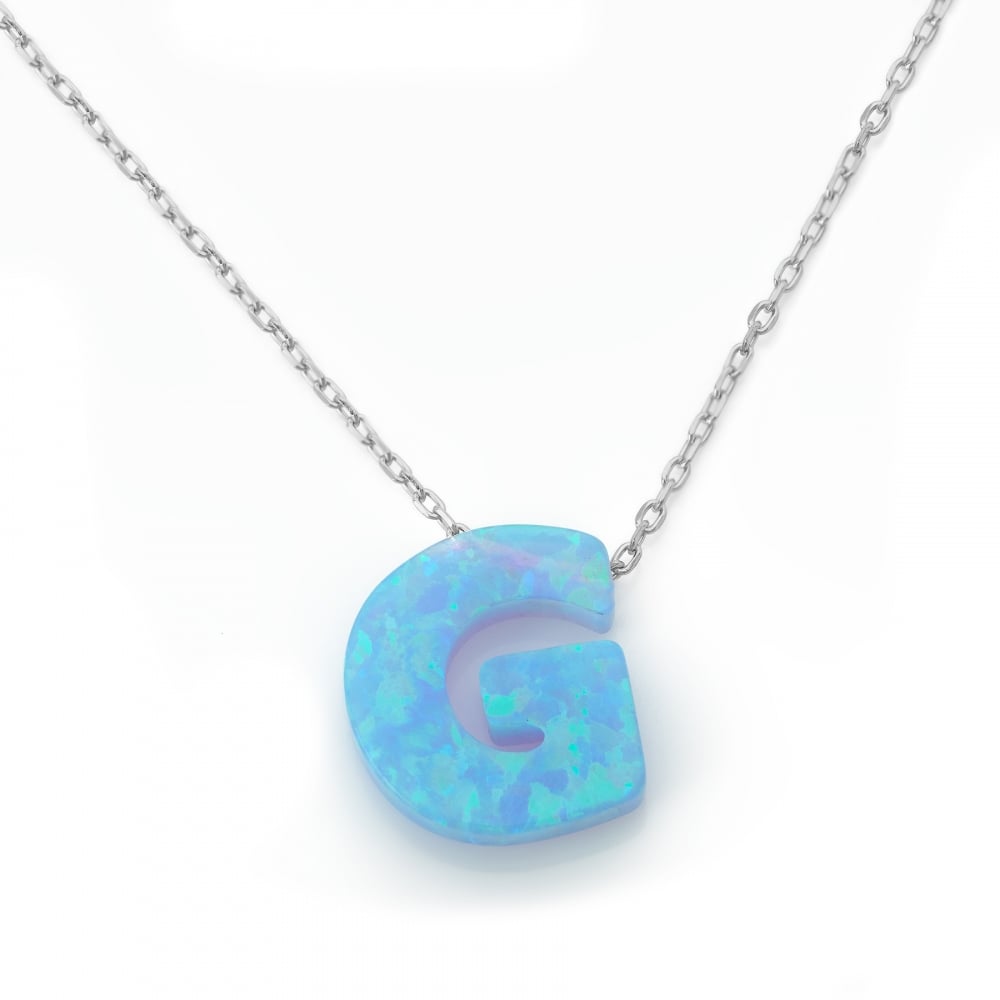 Alphabet G Letter - Opal Necklace