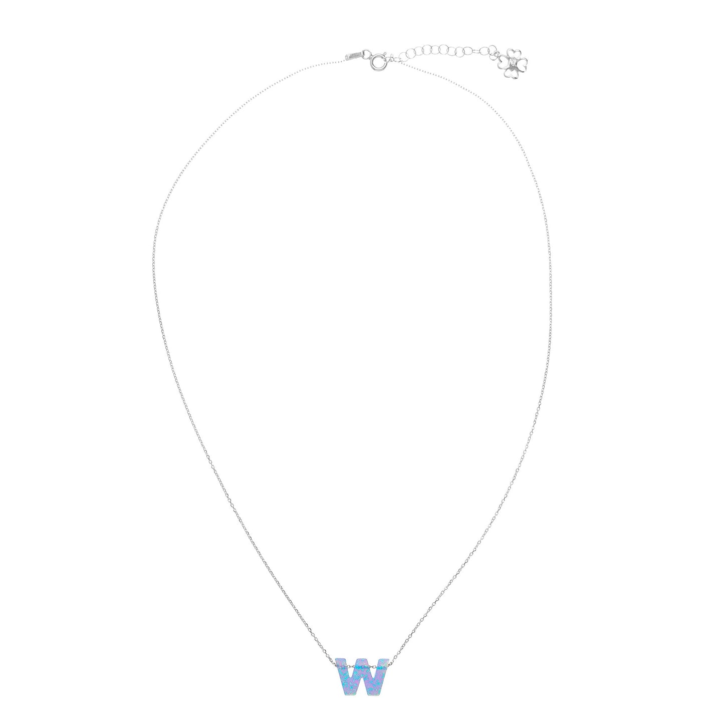 Alphabet W Letter - Opal Necklace