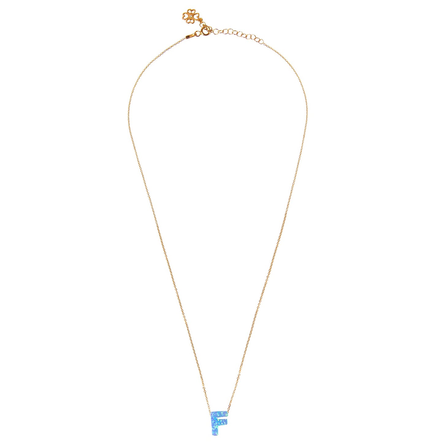 Alphabet F Letter - Opal Necklace
