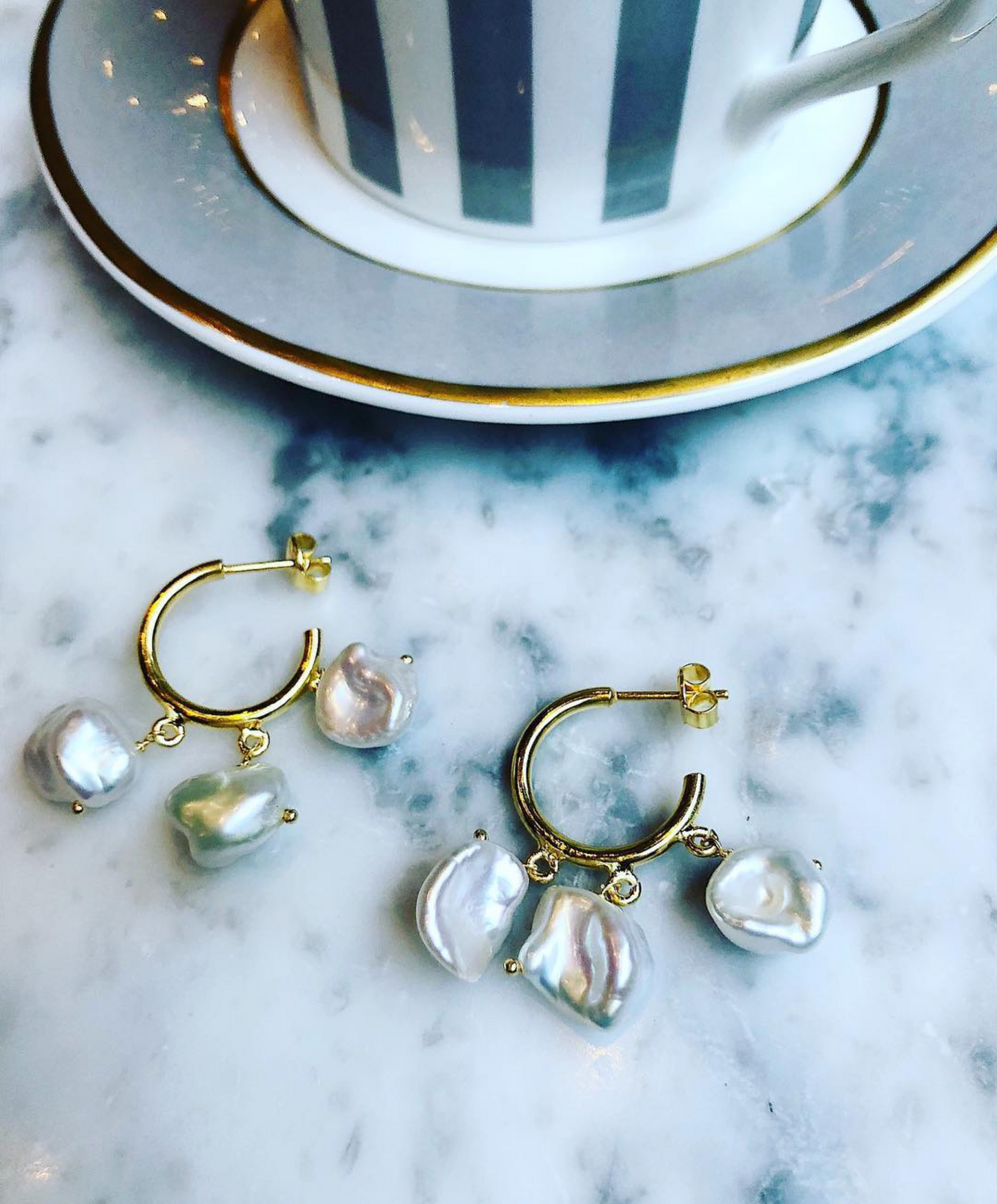 Polished Baroque Pearl Small Hoops