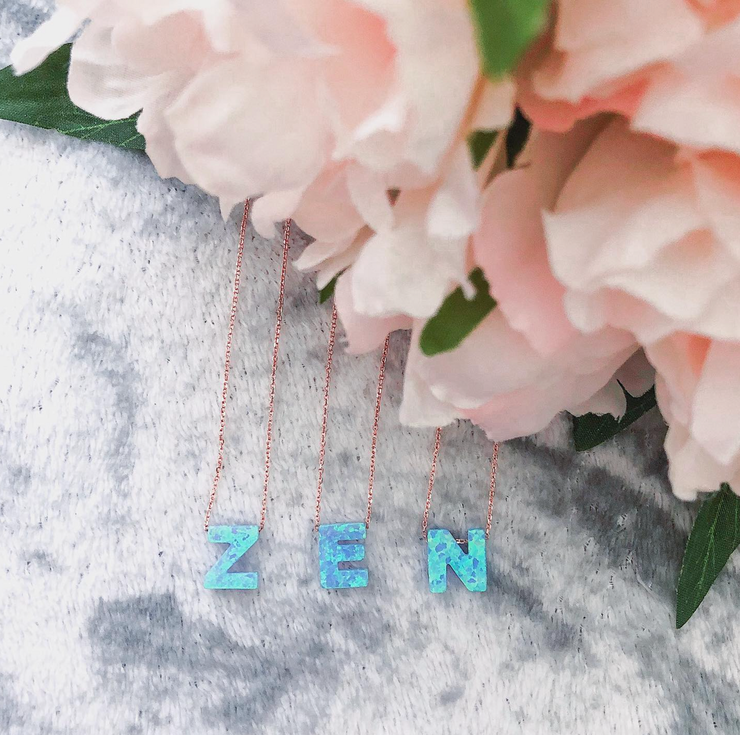 Alphabet N Letter - Opal Necklace
