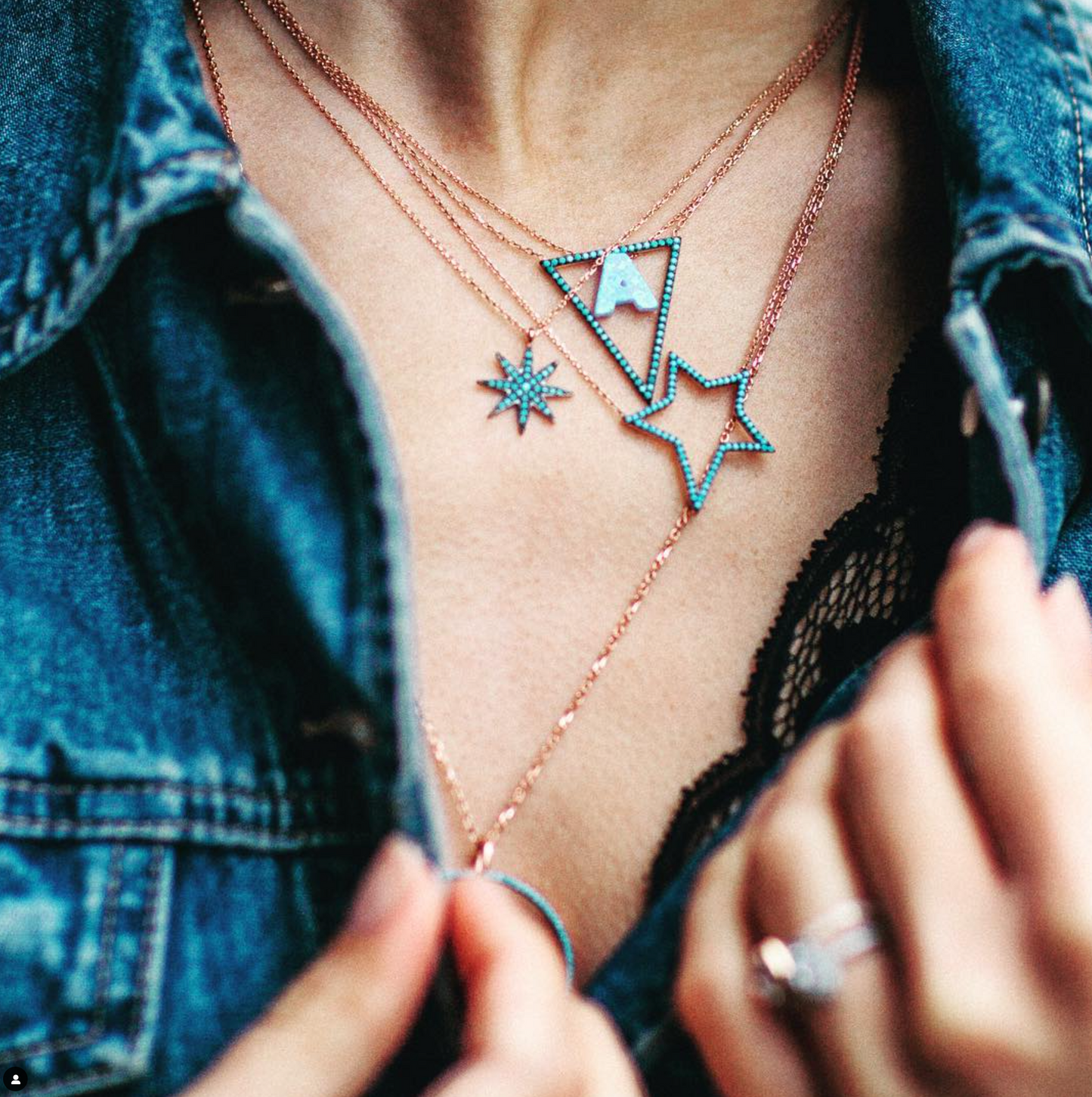 Alphabet A Letter - Opal Necklace