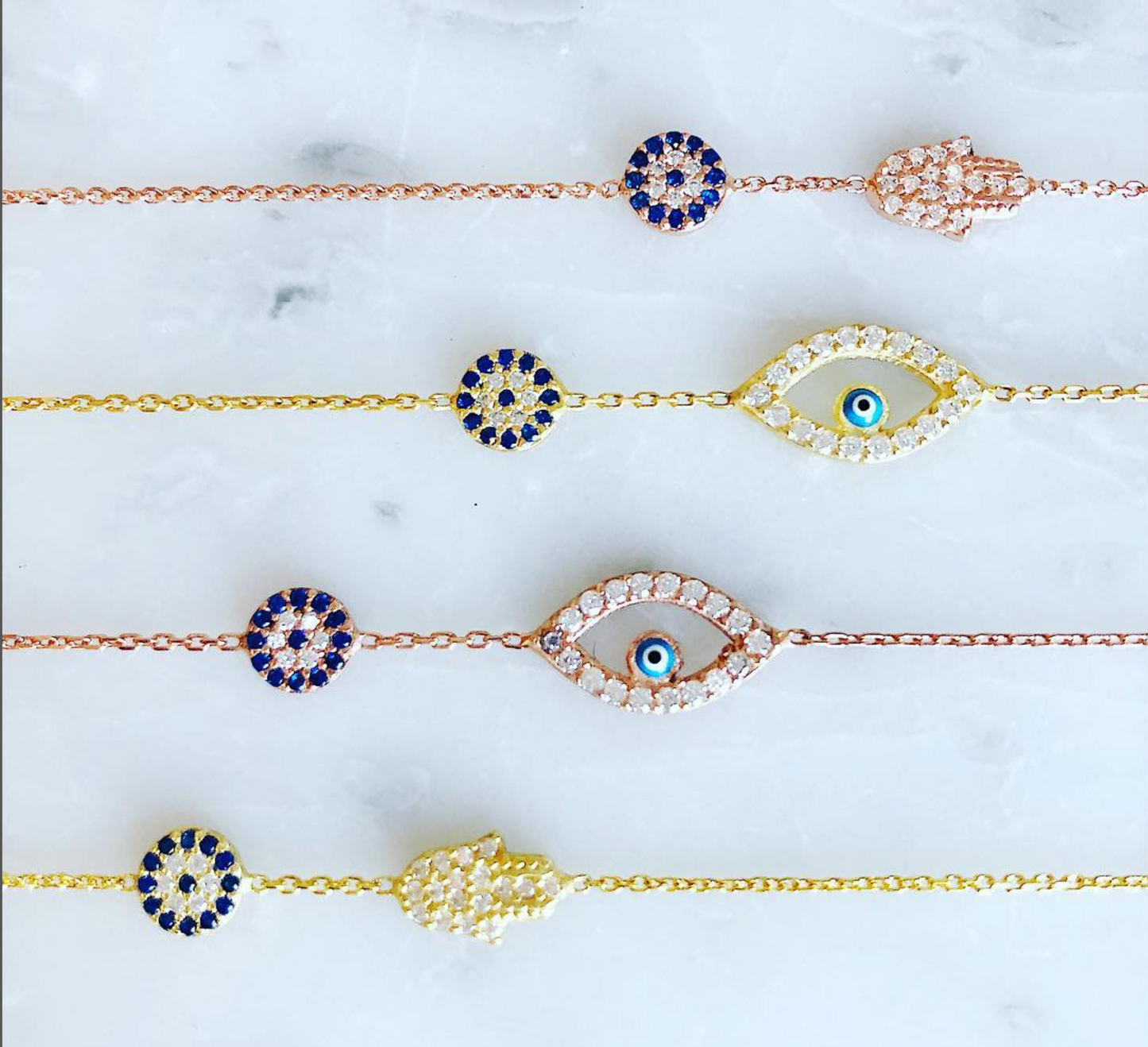 Hamsa Hand and Mini Evil Eye Bracelet