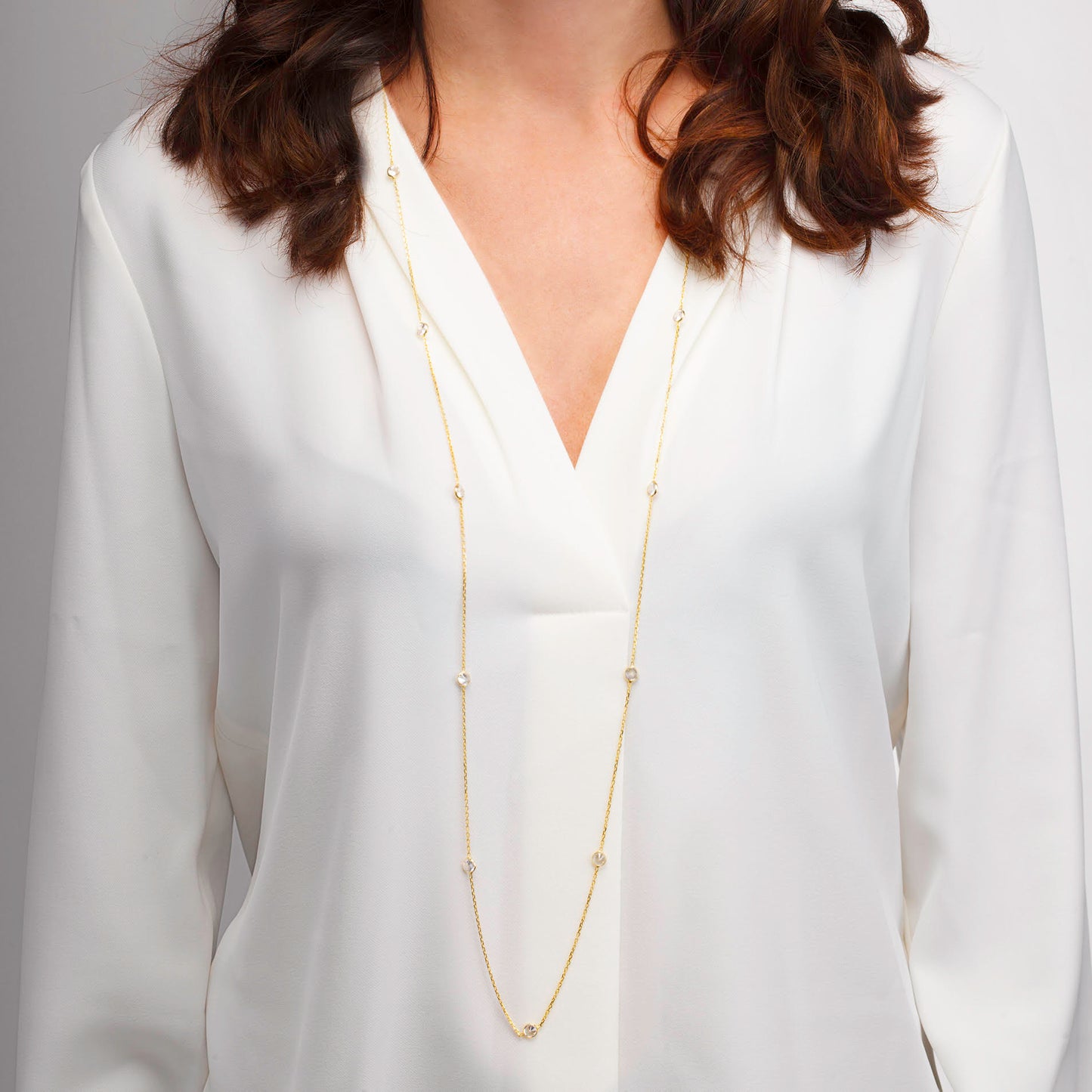 Long Chelsea Necklace With 'Large' Crystals - 110cm