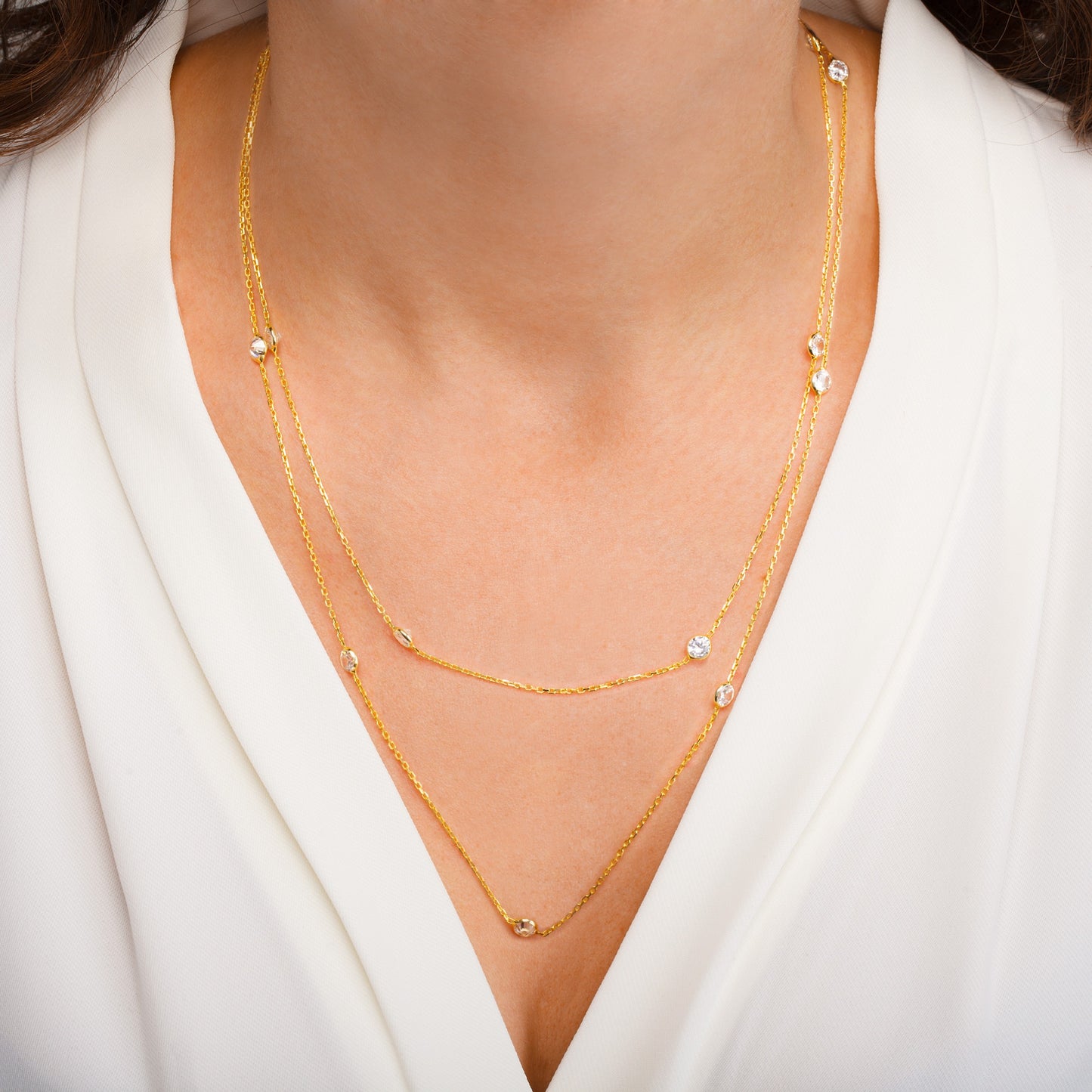 Long Chelsea Necklace With 'Large' Crystals - 110cm