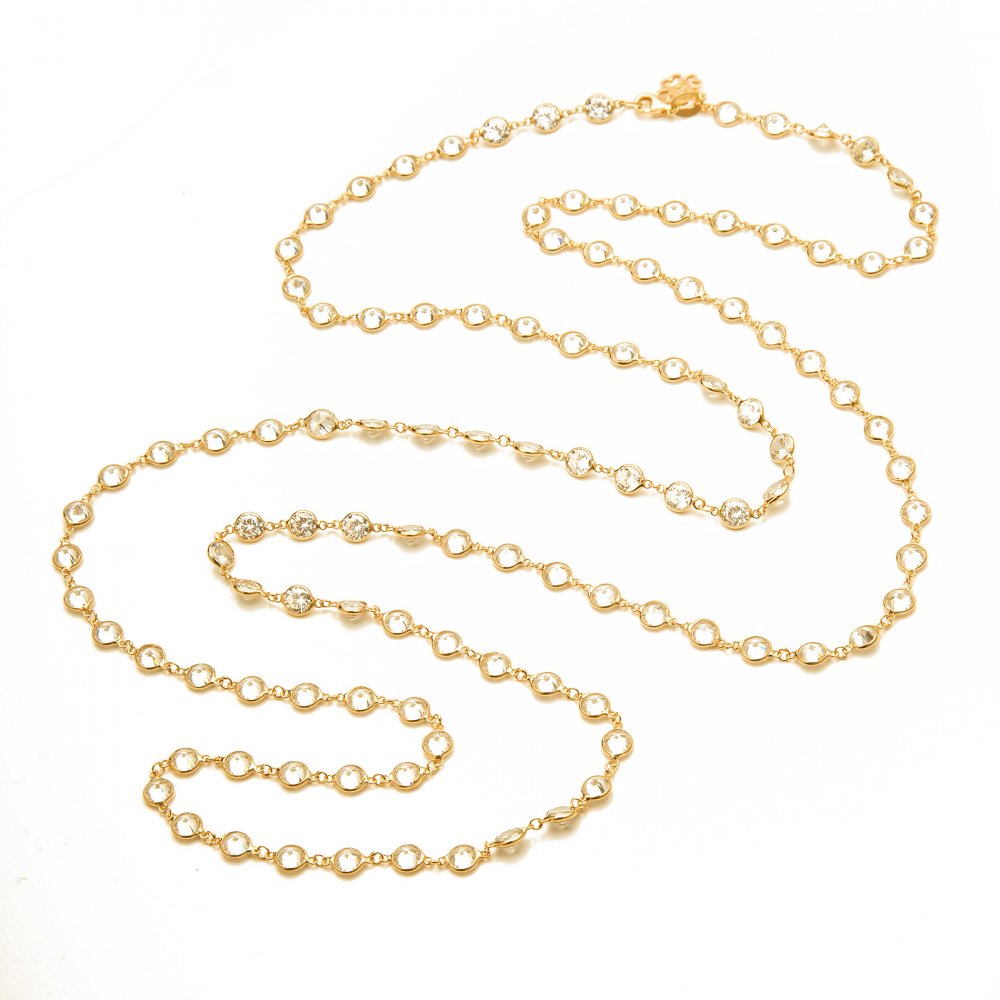 Chelsea Heavy Crystal Long Necklace ~ 110cm ~ Silver , Yellow or Rose